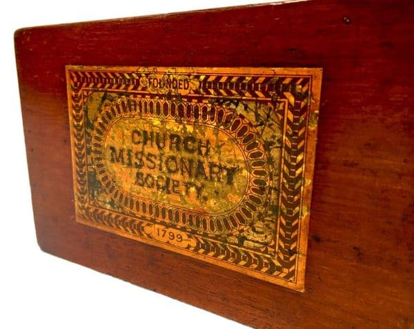 Antique Church Missionary Society Wooden Collection Box / Donation / Money c1900